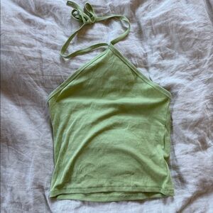 Madewell green cropped halter top